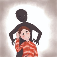 ilustracion digital de contraportada del cuento donde esta mi sombra ?